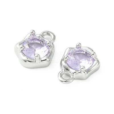 Brass Micro Pave Cubic Zirconia Charms KK-L208-10P-01-1