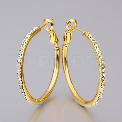 Chic Tin Alloy Czech Rhinestone Hoop Earrings For Women EJEW-BB12126-G-1