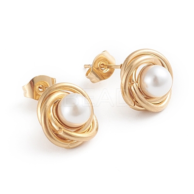 304 Stainless Steel Stud Earrings EJEW-F246-02G-1