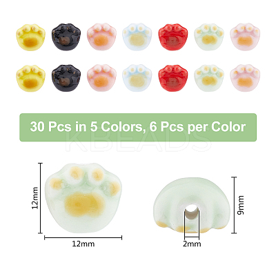 28Pcs 7 Colors Handmade Printed Porcelain Beads PORC-DC0001-03-1