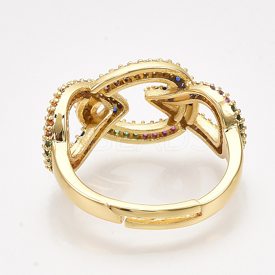 Adjustable Brass Micro Pave Cubic Zirconia Finger Rings RJEW-S044-014-1