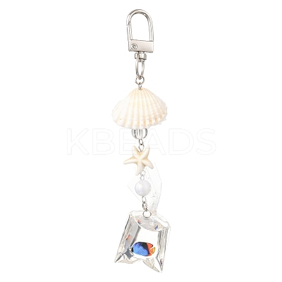 ABS Plastic Imitation Pearl & Acrylic & Synthetic Turquoise & Shell Pendant Decorations KEYC-FS00038-02-1