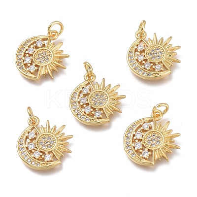 Brass Micro Pave Clear Cubic Zirconia Pendants ZIRC-Q023-09G-1