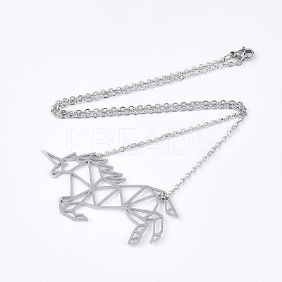 Non-Tarnish 201 Stainless Steel Pendant Necklaces LS-NJEW-T009-JN035-1-40-1