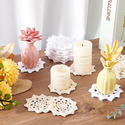 30Pcs 2 Colors Flower Handmade Crochet Cotton Lace Ornament Accessories AJEW-FG0003-74-1