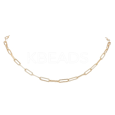 4MM Brass Textured Paperclip Chain Necklaces NJEW-JN05655-1