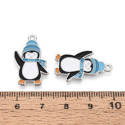 Rack Plating Alloy Enamel Penguin Pendants ENAM-T024-66A-P-1