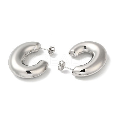 Non-Tarnish 304 Stainless Steel Ring Stud Earrings EJEW-Z026-06P-1
