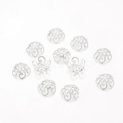 5-Petal Filigree Brass Bead Caps KK-B218-S-1