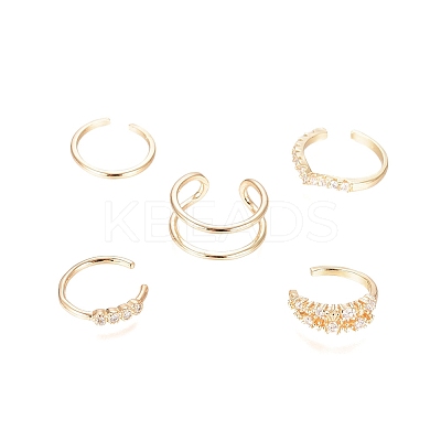 Brass Micro Pave Cubic Zirconia Cuff Earrings LS-EJEW-G270-01G-1
