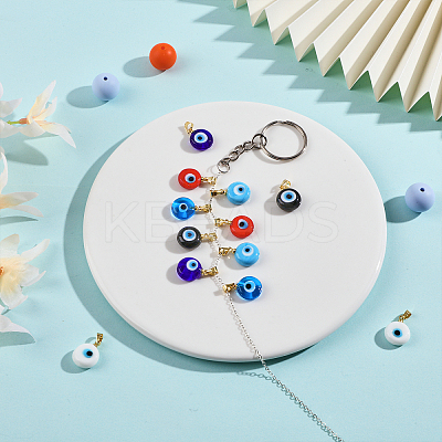 12Pcs 6 Colors Handmade Lampwork Evil Eye Pendants LAMP-CA0001-12-1