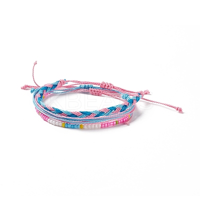 3Pcs 3 Style Plastic Braided Bead Bracelets Set BJEW-B065-08B-1