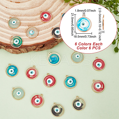 36Pcs 6 Colors Epoxy Resin Enamel Pendants RESI-AR0001-31-1
