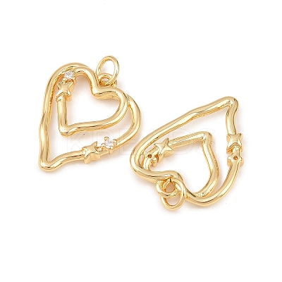 Brass Micro Pave Clear Cubic Zirconia Pendants KK-G544-05G-03-1