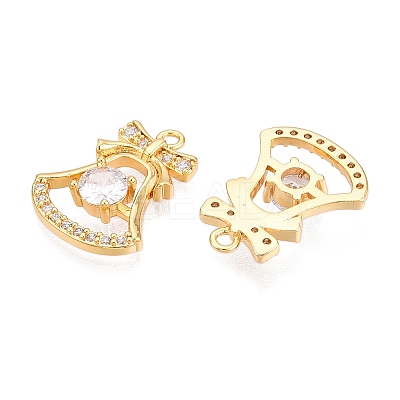 Christmas Theme Brass Pave Clear Cubic Zirconia Charms KK-T073-02G-1