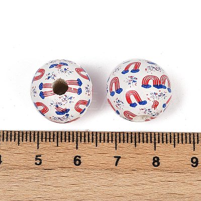 Independence Day Theme Wood European Beads WOOD-Z005-01B-01-1
