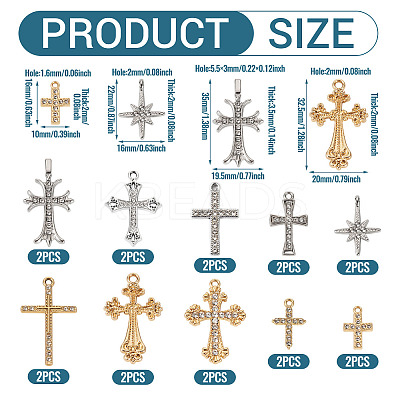18Pcs 9 Styles Alloy with Crystal Rhinestone Pendants ALRI-TA0001-34-1