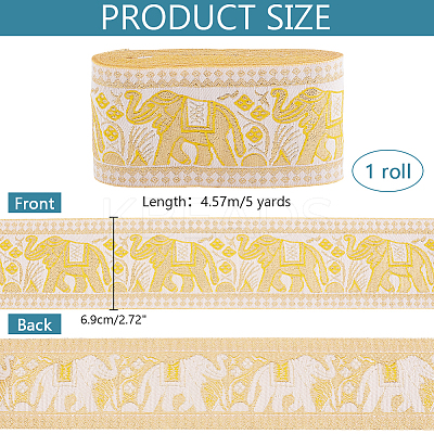  4.7~5 Yards Elephant/Cross/Rhombus Ethnic Style Polyester Jacquard Wide Ribbon OCOR-PH0004-33-1