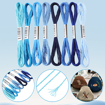 8 Skeins 8 Colors 6-Ply Polyester Embroidery Floss OCOR-CY0002-09B-1