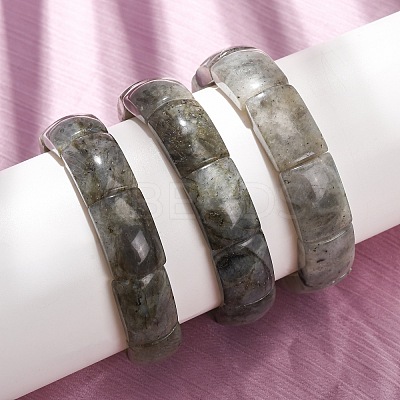 Rectangle Natural Labradorite Beaded Stretch Bracelets for Women Men GG-CBA9ACE-C09-1
