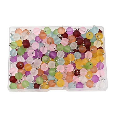 160Pcs Frosted Transparent Glass Charms PALLOY-ME00024-1