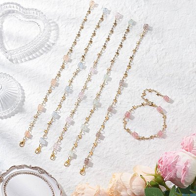 6Pcs 6 Colors 304 Stainless Steel Star Link Bracelets for Women BJEW-JB12385-1