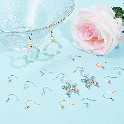 100Pcs 2 Styles Brass Ear Wire KK-SC0004-85-1