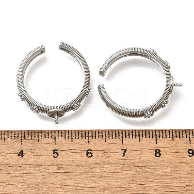Brass Pave Clear Cubic Zirconia Open Cuff Ring Settings KK-K398-11P-1