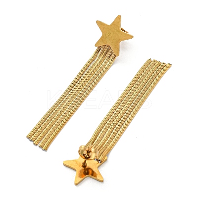 PVD Vacuum Plating Golden 304 Stainless Steel Dangle Stud Earrings EJEW-D083-08B-G-1
