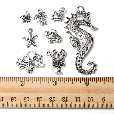 48Pcs 8 Style Marine Animal Theme Tibetan Style Alloy Pendants FIND-FS0001-53-1