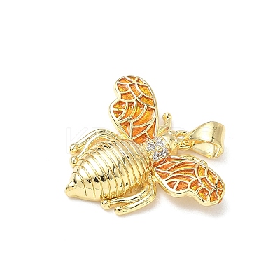 Brass Micro Pave Cubic Zirconia & Enamel Pendants KK-L253-05G-1