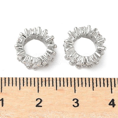 Brass Micro Pave Cubic Zirconia Rondelle European Beads KK-A254-08P-1