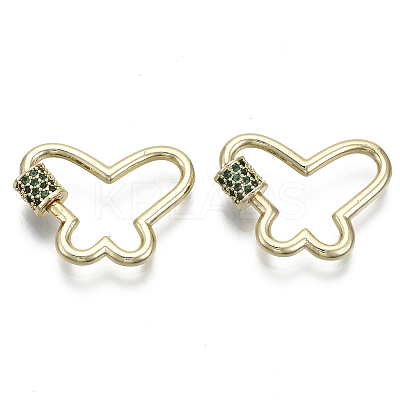 Brass Micro Pave Cubic Zirconia Screw Carabiner Lock Charms KK-R136-071A-NF-1