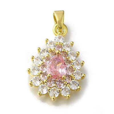 Rack Plating Brass Micro Pave Cubic Zirconia Pendant KK-H485-39G-03-1