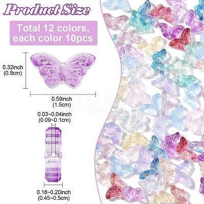 120Pcs 12 Styles Transparent Spray Painted Glass Beads GLAA-YW0003-79-1