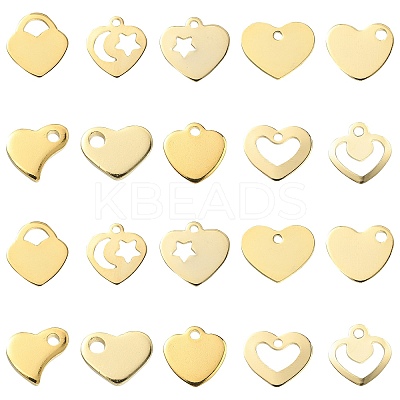 50Pcs 10 Styles 201 Stainless Steel Charms STAS-CJ0002-23-1