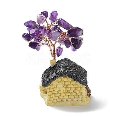 Resin & Natural Amethyst Model Ornament DJEW-Z001-01F-1