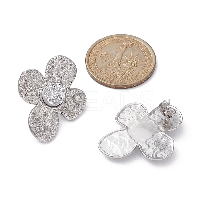 Imitation Druzy Gemstone Resin Flower Stud Earrings EJEW-JE05318-01-1