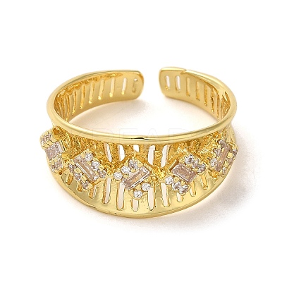 Brass Micro Pave Cubic Zirconia Adjustable Rings RJEW-K259-01B-G-1