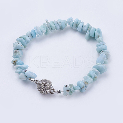 Natural Larimar Bracelets BJEW-JB03476-04-1