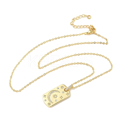 Brass Micro Pave Clear Cubic Zirconia Pendant Necklaces for Women NJEW-S449-01C-G-1