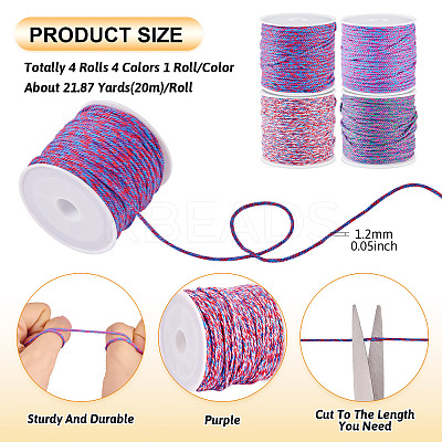 4 Rolls 4 Colors Cotton Braid Thread OCOR-TA0002-68B-1