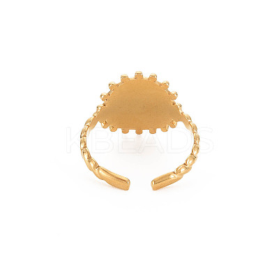 Ion Plating(IP) 304 Stainless Steel Flat Round with Heart Open Cuff Ring for Women LS-RJEW-S405-202G-1