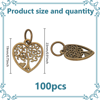 100Pcs Tibetan Style Alloy Pendants PALLOY-GO00037-1