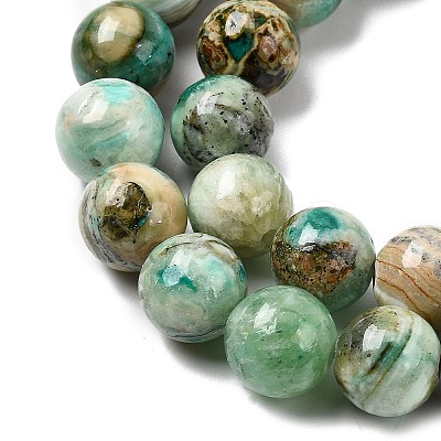 Natural Green Line Jasper  Beads Strands G-L639-A01-10mm-1
