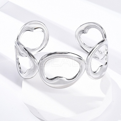 304 Stainless Steel Cuff Bangles for Women BJEW-D306-07P-1