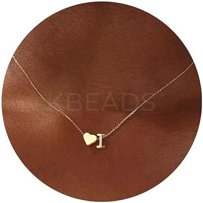 Simple Style Adjustable 316L Surgical Stainless Steel Heart and Initial Pendant Necklaces for Women WG95AEF-09-1