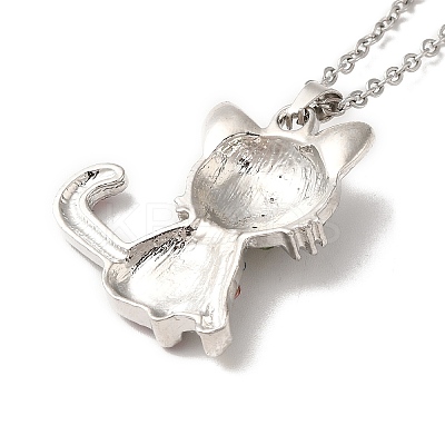 Alloy Rhinestone Cat Pandant Necklace with Cable Chains NJEW-K248-01P-01-1