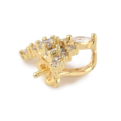 Brass Micro Pave Clear Cubic Zirconia Hoop Earring Findings KK-D369-03G-1