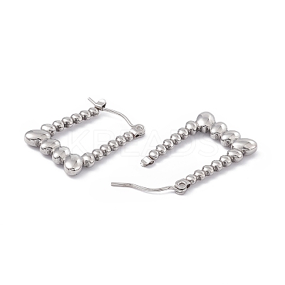 Non-Tarnish 304 Stainless Steel Beaded Trapezoid Hoop Earrings for Women EJEW-B018-04P-1